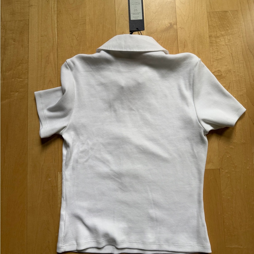 NWT Veronica Beard Kearney Button-Down T-Shirt in White - Picture 6 of 6